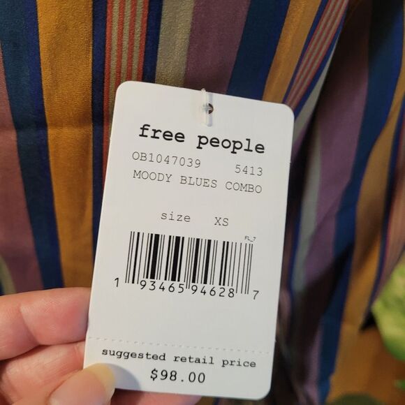 Free people We The Free All Smiles Striped Shirt Multocolor Size XS Oversized - Picture 7 of 13